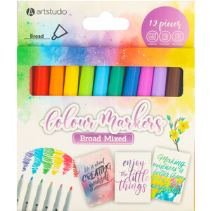 12 Piece Mixed Colour Wallet of Markers by Art Studio