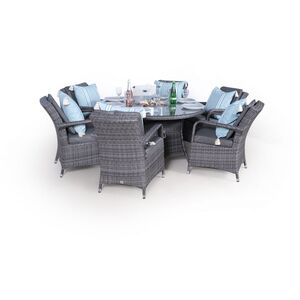 Arizona Fire Pit Round Rattan Patio Dining Set - Grey / 6 by Giardino