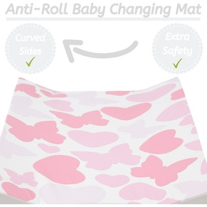 Anti-Roll Wedge Baby Changing Mat - Buuterflies and Hearts / Butterflies and Hearts by Babycurls