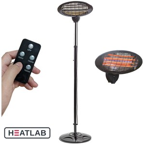2KW IPX4 Freestanding Electric Patio Heater Remote Control 3 Modes - Black by Primrose