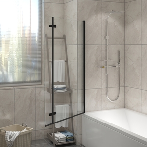 Square Bath Shower Screen Bifold Panel Pivot Screen - Black