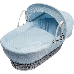 Blue Dimple Grey Wicker Moses Basket - Blue by Kinder Valley