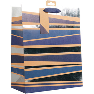 Pack of 2 Geometric Navy Large Gift Bags - Navy