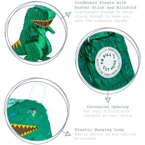 Dinosaur Cardboard Pinata, Stick and Blindfold Set - Multi by Fax Potato