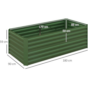 Outsunny Galvanised Raised Garden Bed Planter - Green by Outsunny