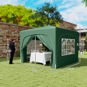 Outsunny 3 x 3(m) Pop Up Gazebo with Sides, UPF50 - Dark Green by Outsunny