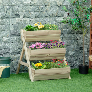 Outsunny 3 Tier Raised Garden Bed Wooden Elevated Planter Box by Outsunny