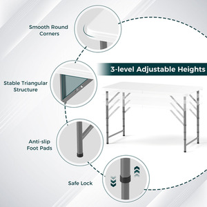 122 cm Portable Camping Table - White by Costway
