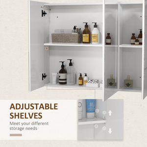 kleankin LED Lighted Wall Mounted Bathroom Mirror Cabinet with USB Charged - High gloss by kleankin