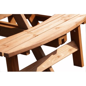 BIRCHTREE 8 Seater Wooden Picnic Table Round Pub Bench - Brown by BIRCHTREE