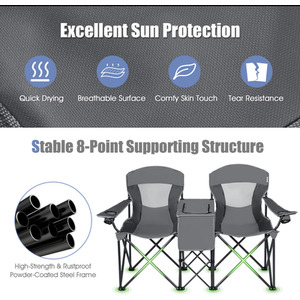 Double Sunshade Folding Chairs by Costway