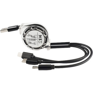 Retractable 3-in-1 Data Cable - Black