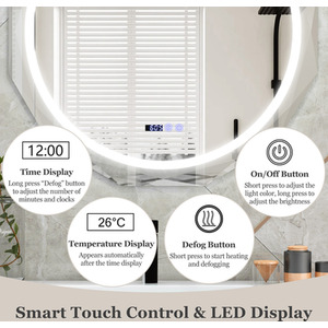 LED Bathroom Wall Mounted Mirror - Silver by GAINOOM