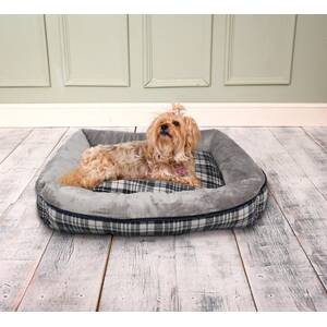 Check Sofa Dog Bed M - Grey by Dreampaws