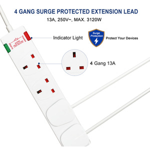 4 Gang Surge-Protected Extension Lead by ExtraStar