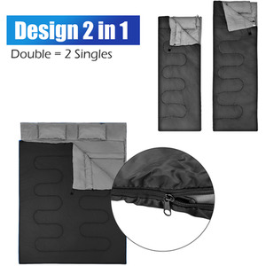 Costway Camping Sleeping Bag Double Sleeping Bag - Black + Gray by Costway