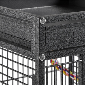 Rolling Metal Bird Cage with Playtop - Black by Yaheetech