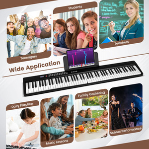 88 Key Foldable Electric Keyboard Piano - Black by Costway