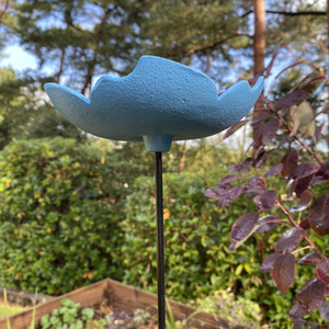 Cast Iron Wild Bird Forget Me Not Flower Dish Bird Feeder - Blue by Selections