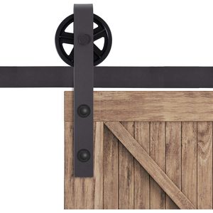 HOMCOM Sliding Barn Door Hardware Carbon Steel Kit - Deep Coffee by HOMCOM