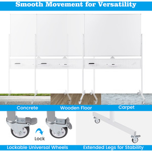 Magnetic White Board with Pegboard - White by Costway