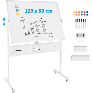Magnetic White Board with Pegboard - White by Costway