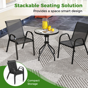 3 Pcs Patio Bistro Set - Black by Costway