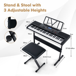 61-Key Portable Electronic Keyboard Piano - Black by Costway