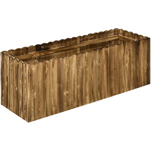 Outsunny Raised Flower Bed Wooden Planter - Natural wood colour / 120cm by Outsunny