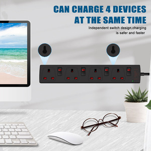 4 Gang Individually Switched Surge-Protected Extension Lead - Black / 1m by ExtraStar