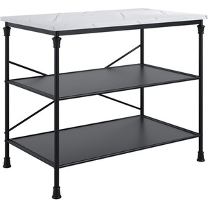 Fairmont Marble Effect Kitchen Island - Matt Black and White