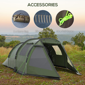 Outsunny Camping Tent with 2 Rooms for 3-4 Persons by Outsunny