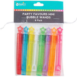 Pack of 8 Mini Bubble Wands Party Favours - Multicolour