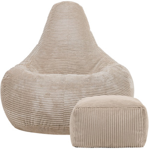 icon Dalton Gaming Bean Bag Chair and Footstool, Corduroy - Stone by icon