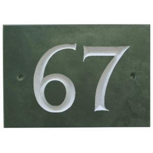 Green Slate House Number 67 - Smoky Green by The House Nameplate Company