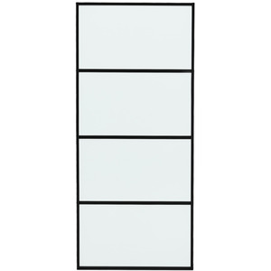 Glass Black Frame Barn Door with Sliding Hardware Kit by Livingandhome