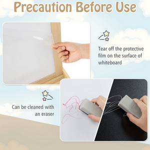 Children's Double-Sided Art Easel with Paper Roll by Costway