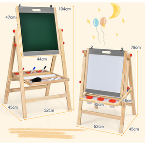 3-In-1 Foldable Kids Easel - Grey by Costway