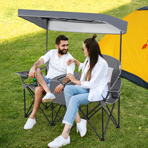 Double Sunshade Folding Chairs by Costway