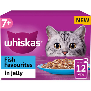 Whiskas 7+ Cat Food Pouches in Jelly - Salmon, Tuna, Whitefish, Cod by Whiskas