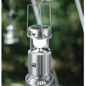 3-in-1 Solar Camping Lantern with Turbo Fan - Silver