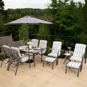 Reclining Garden Leisure And Dining Furniture Set - Grey by Hectare