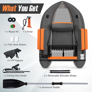 Portable Fishing Boat with Pump - Grey by Costway