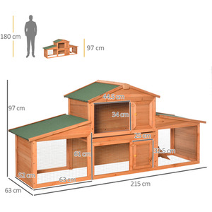PawHut Deluxe Fir Wood Pet Hutch - Yellow by PawHut