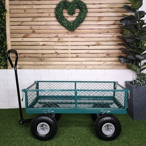 Heavy Duty Metal Garden Festival Cart Truck Trolley - Green by Samuel Alexander