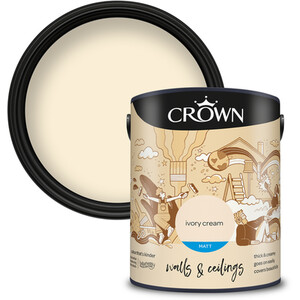 Crown Breatheasy Matt Emulsion Paint 5L - Ivory Cream by Crown Paints