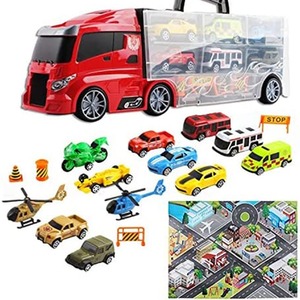 Transporter Truck Carrycase Play Set Including Accessories and Play Map - RED
