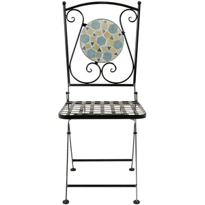 Garden Blue Mosaic 5 Piece Dining Set With Folding Chairs Patio - Blue by Charles Bentley
