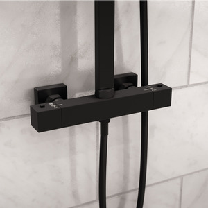 Nes Home Square Exposed Thermostatic Mixer Shower Head Set - Matte Black by Nes Home