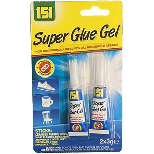 Ultra Strong Super Glue Adhesive 2 x 3g Tubes Ceramic Wood Plastic - Clear by 151